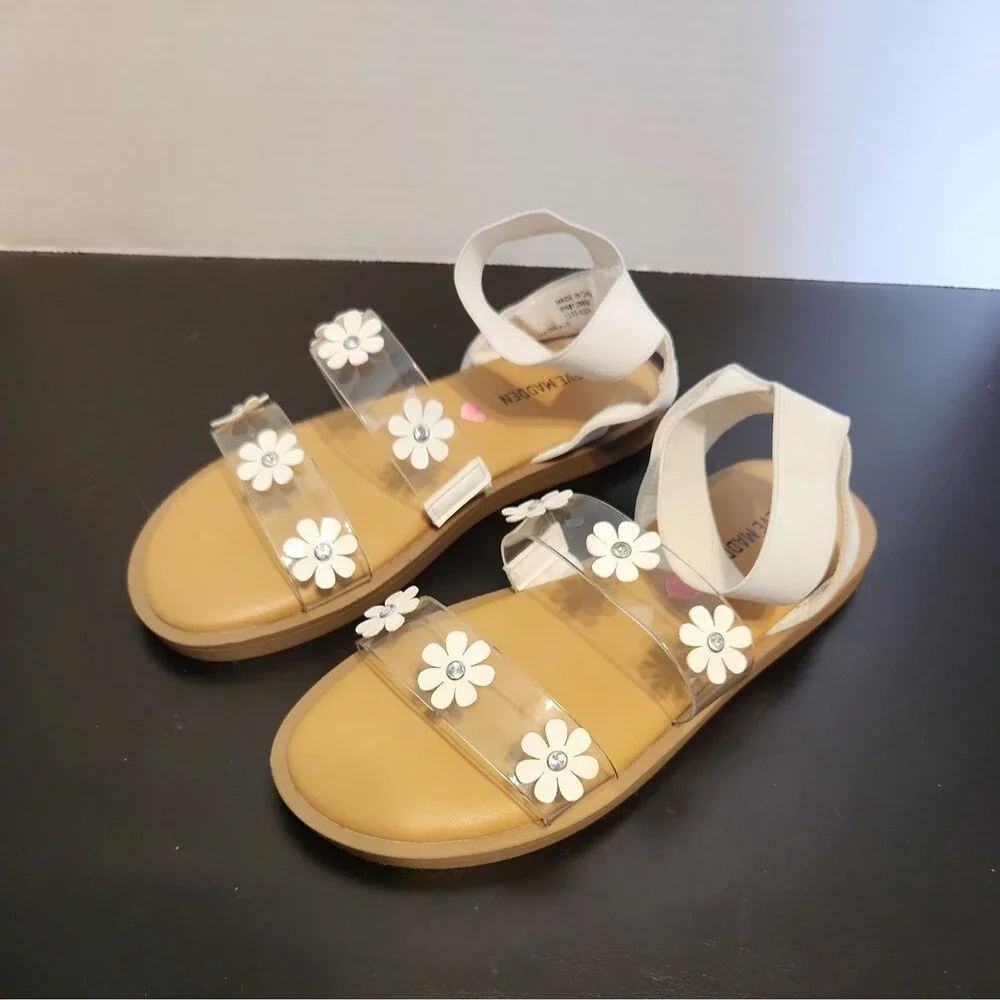Steve Madden Girls Sz12 Shoes Girls Krissy Sandal, White Flowers